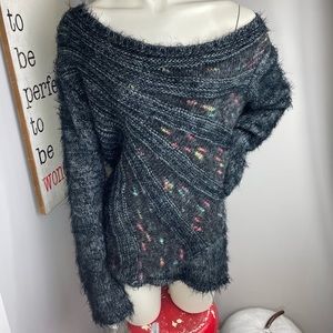 Cartise eyelash soft off shoulder scoop neck sweater